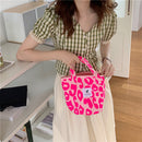 Fashion Pink Leopard Print Canvas Shoulder Bag Women Large Capacity Dead Handbag