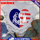 Independence Day Print Love Letter T-Shirt (Light Grey S)