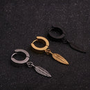Hip Hop Jewelry Stainless Steel Feather Cross Punk Ear Studs Piercing Earrings