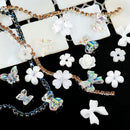 Bear Shape Nail Art Rhinestones Kit White Flower Nail Art Charms Multi Shaped