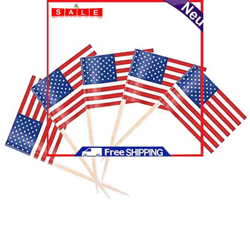 100pcs American Toothpick Flag - Vivid Bright Double-sided Printing Banner Decor