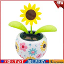 Solar Car Ornament Swing Flip Flap Pot Sunflower Auto Interior Decorations