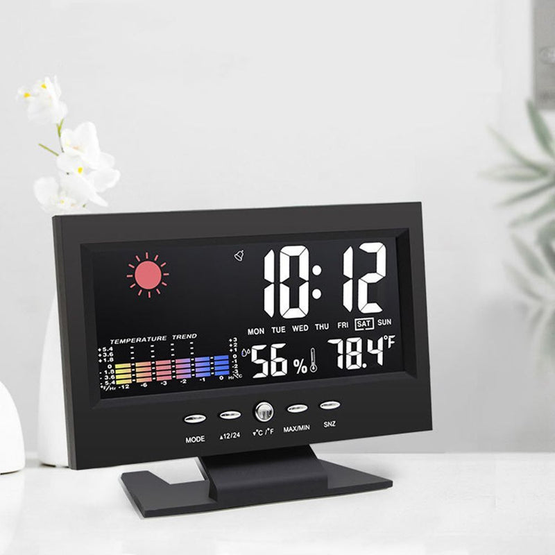 Weather Station Humidity Thermometer Snooze Alarm Clock Calendar Alarm Clock