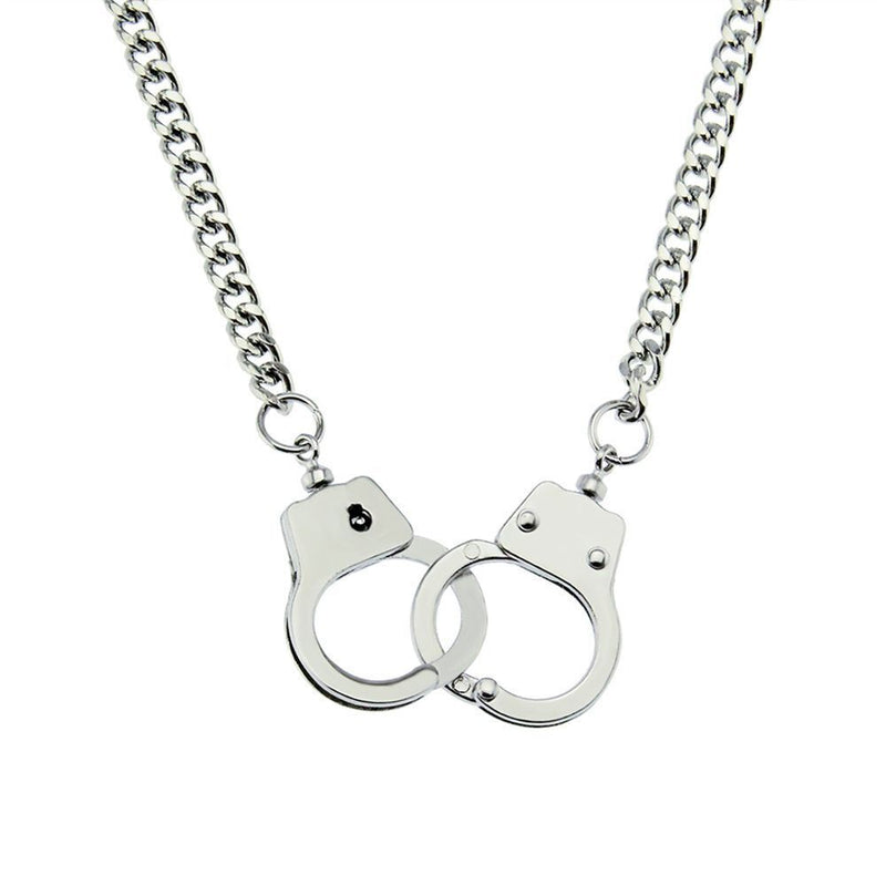 Women Mens Hip Hop Dark Gothic Punk Necklace Choker Handcuffs Pendant Chain