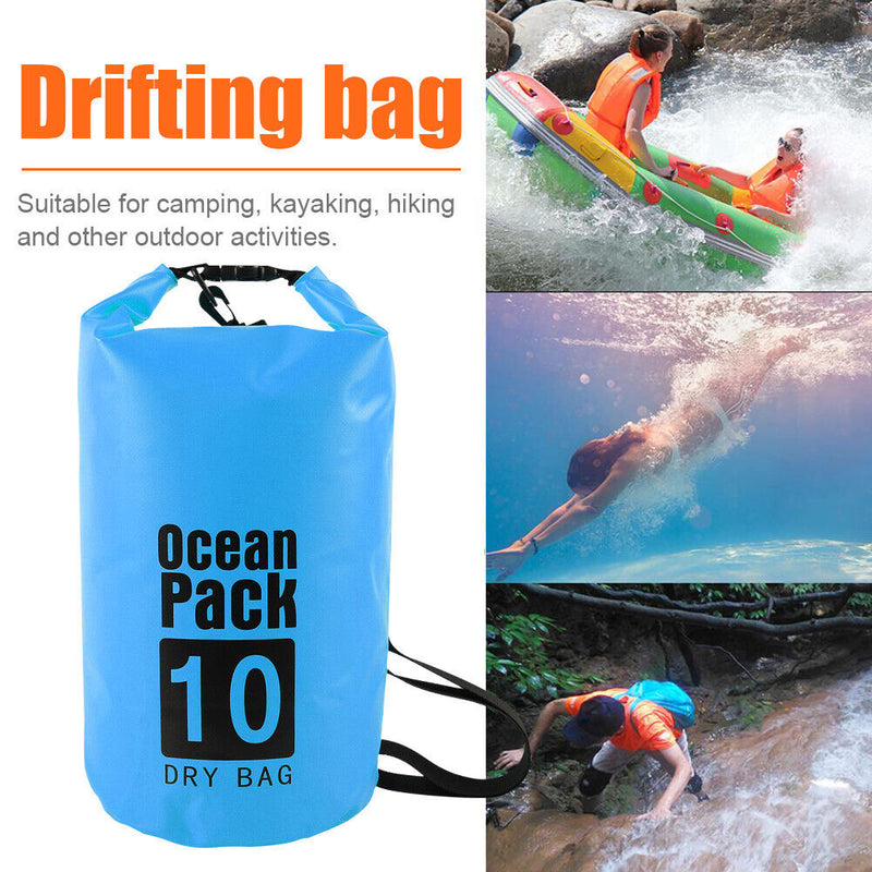 Waterproof Dry Bag Pack Sack Swimming Kayaking Boat Trekking (10L Sky Blue)