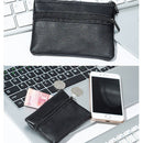Simple Card Holder Leather Zip Wallet Black Key Holder Purse Wallet Coin Pouch
