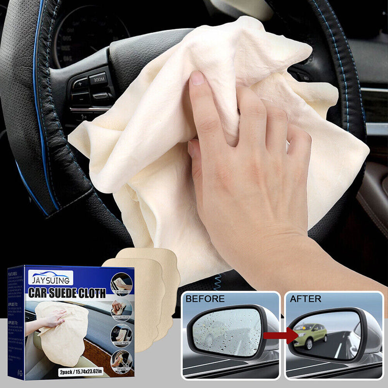 Jaysuing 2pcs Car Detailing Cleaning Suede Cloth Quick Dry Glasses Wash Towels