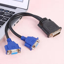 DVI 24+5 Pin Male to Two VGA Female Converter Connector Adapter Cable for Laptop
