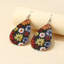 Women Retro Daisy Tear Drop Earrings PU Leather Earrings Holiday Jewelry Newly