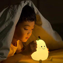 LED Night Light Pear Shaped USB Rechargeable Bedroom Lamp  Silicone Light`