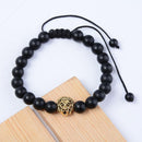 Dakishin Unisex Lion Head Charm Bead Bracelet Adjustable Strand Bracelet (Frost