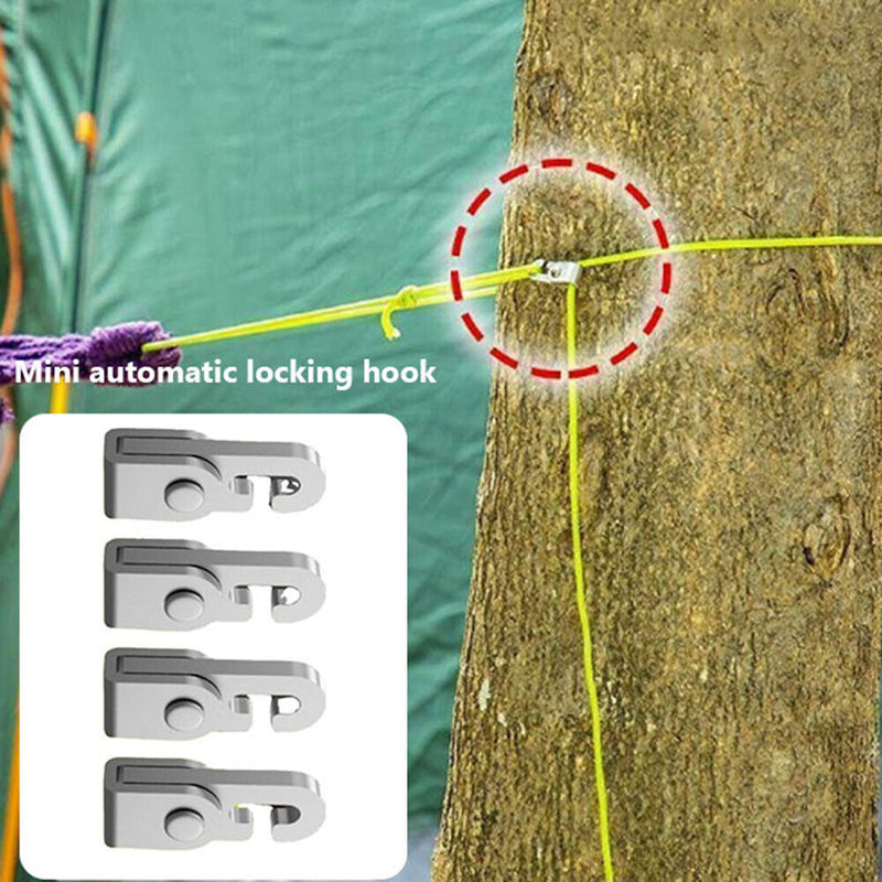 4pcs Automatic Lock Hooks Free Knot Fast Tighten Rope Tent Self-locking Hoo