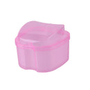 Denture Care Bath Box Clean False Teeth Nursing Hang Net Container (Pink) Newly