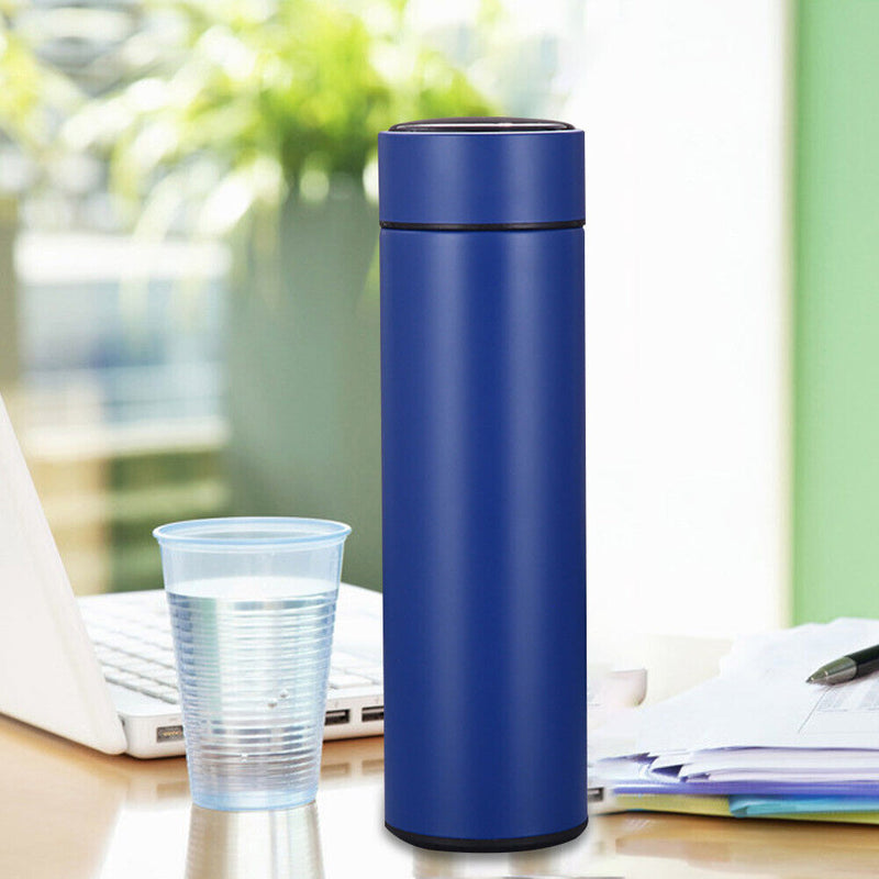 500ml Double-Layer Intelligent Temperature Insulation Water Bottle (Blue) Newly