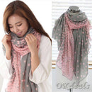 Lady Long Cotton Women Large Wraps Stole Dot Scarves Neck Shawl