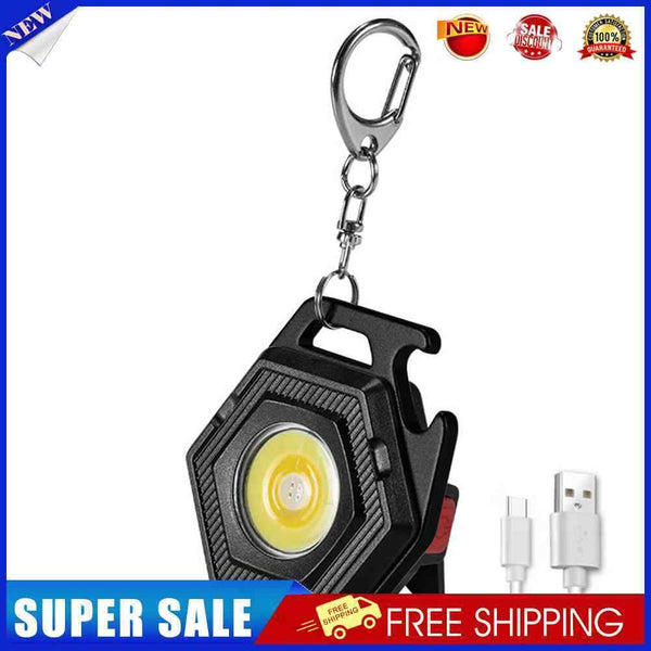 #A COB LED Keychains Flashlight Type-C USB Rechargeable Multifunctional Torch La