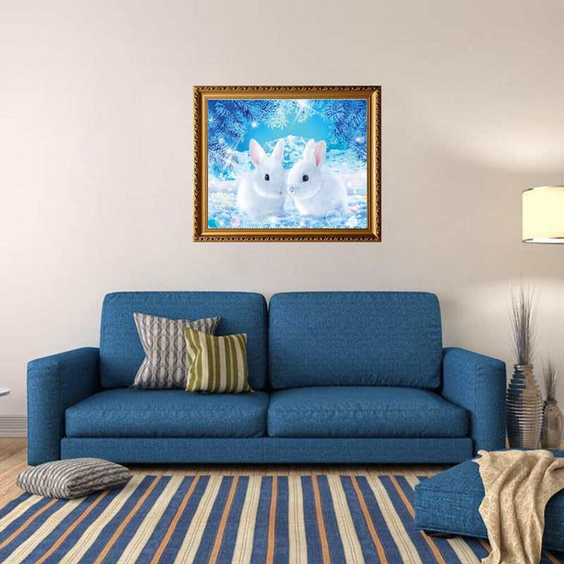 5D Diamond Rabbit Painting DIY Mosaic Cross Stitch Home Embroidery Decor Newly