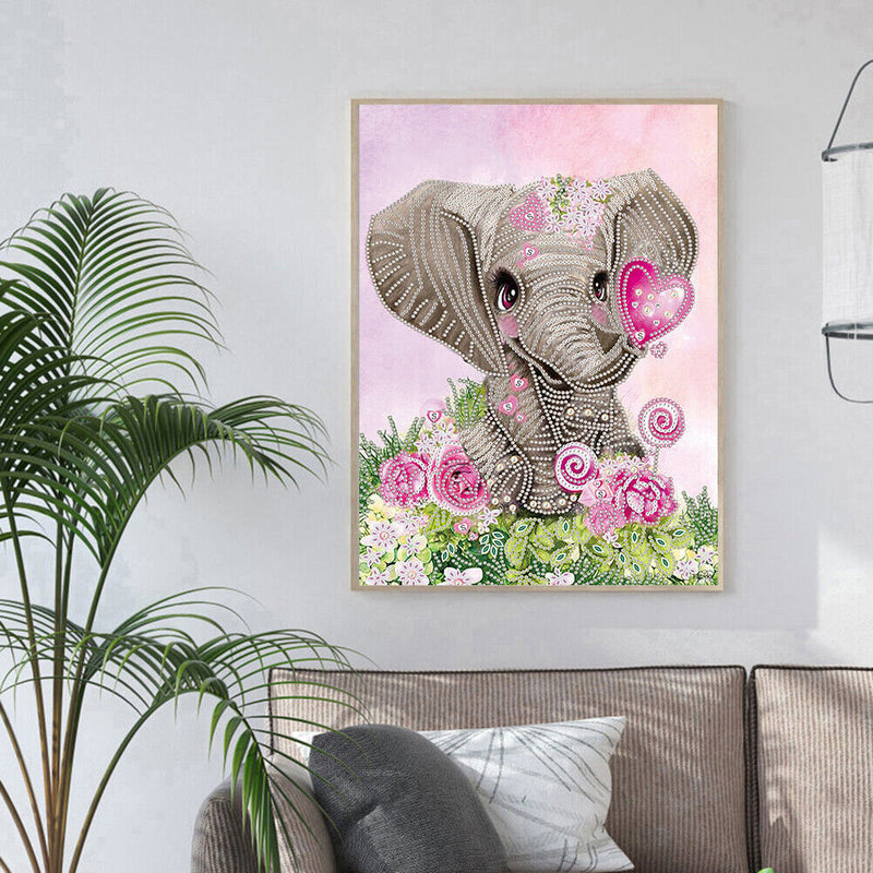 DIY Elephant Partial Special Shape Drill Diamond Painting Picture (YX306) Newly