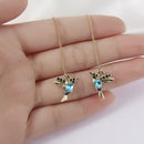 Red Blue Hummingbird Pendant Necklace Long Tassel Drop Earrings Crystal Birds