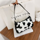Women Cow Printed Shoulder Underarm Bag Lady PU Casual Travel Handbags Purses
