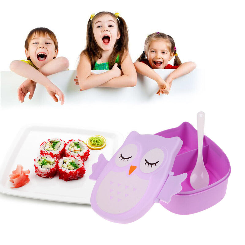 Cartoon Owl Lunch Box Food  Storage Container Portable Bento Box(Purple)