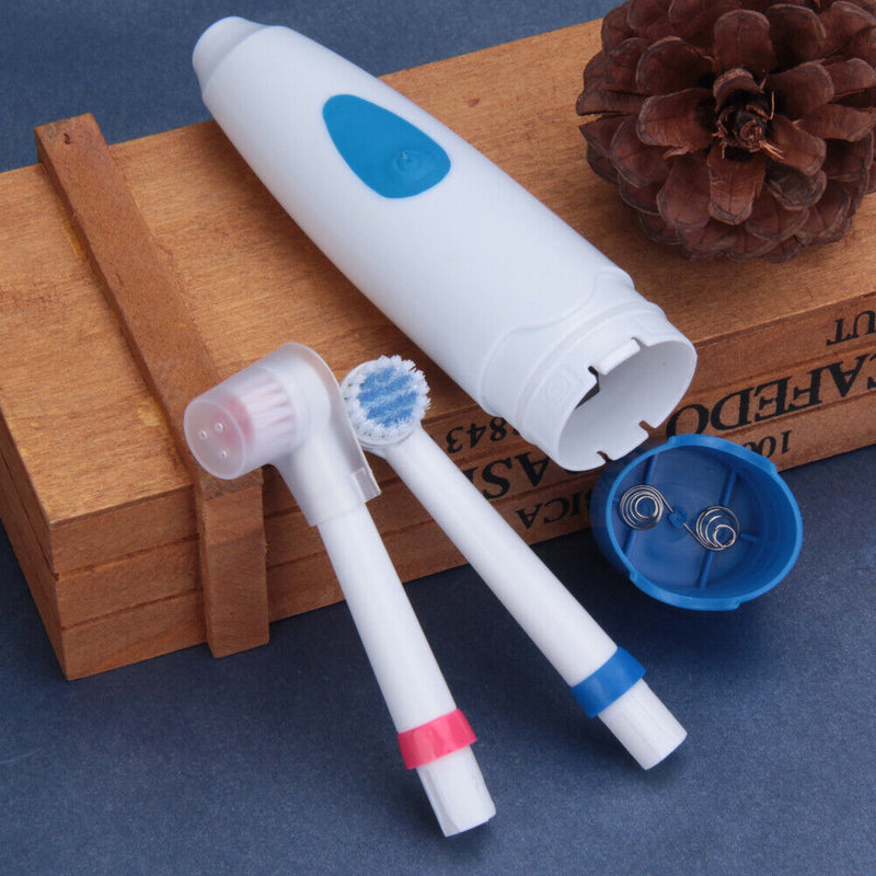 Rotating Anti Slip Waterproof Electric Toothbrush with 2 Brush Heads Blue