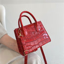 Fashion Women Pure Color Alligator Pattern PU Leather Handbags Crossbody Bag