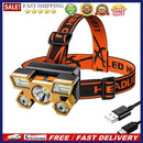 USB Rechargeable Portable 5xLED Beads Headlight for Night Fishing Hiking Ca