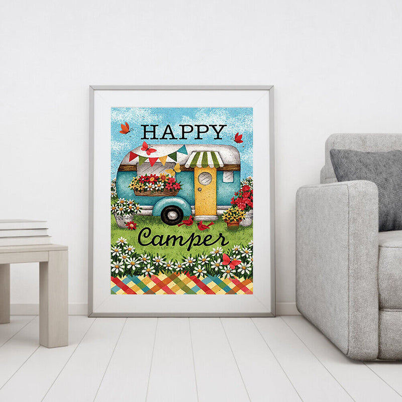 DIY Paint By Number Kit Frameless Camper Abstract Handpainted Canvas Wall D