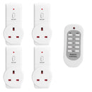 4pcs UK Plug Power Outlet Light Switch Socket+1pc Wireless Remote Control Newly