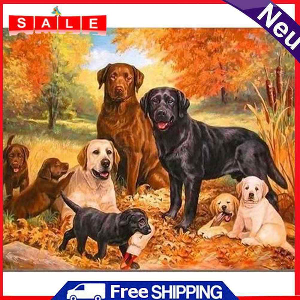 Acrylic Painting By Numbers DIY Dog Drawing Hand Painted Wall Pictures Craft