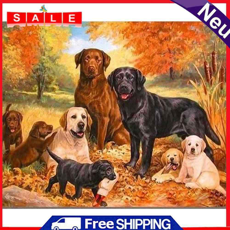 Acrylic Painting By Numbers DIY Dog Drawing Hand Painted Wall Pictures Craft