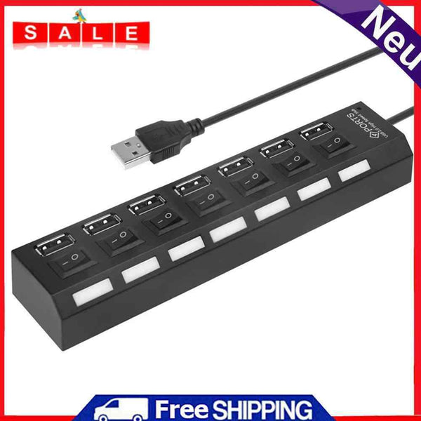 USB Hub 480Mbps High Speed Multi USB 2.0 Splitter Power Cable Expander Adapter