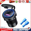 Car Motorcycle Dual USB Charger PD QC 3.0 USB Charger Socket Adapter (Blue)