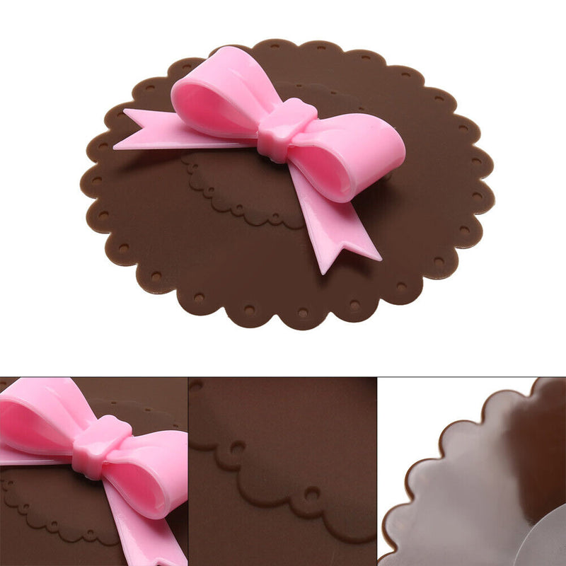 Bowknot Dustproof Reusable Cup Silicone Lid Cup Cover Seal Cover (Coffee)