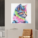 Full Round Drill Acrylic Diamond Painting Colored Cat Kit Rhinestones Pictu