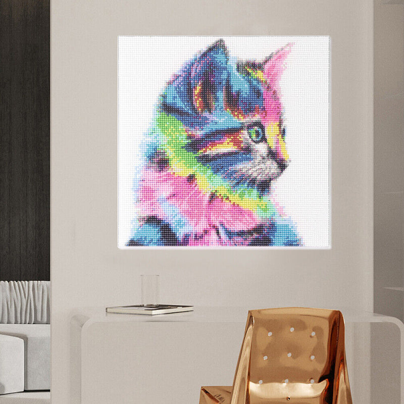 Full Round Drill Acrylic Diamond Painting Colored Cat Kit Rhinestones Pictu