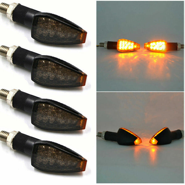 4Pcs Motorcycle LED Turn Signals Long Short Blinkers Flashers Indicator Lights