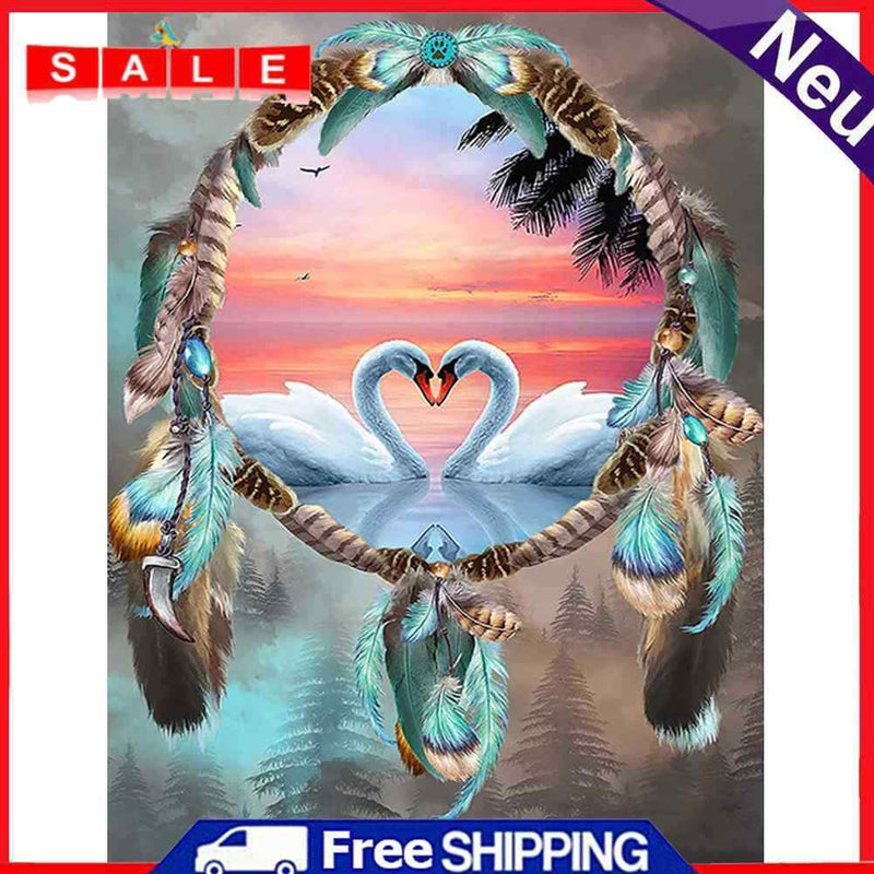 5D DIY Swans Mosaic Full Round Diamond Drawing Handmade Rhinestone Craft Gifts