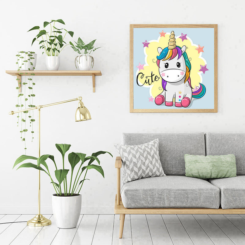 Full Drill DIY Round Diamond Painting Cartoon Color Horse Cross Stitch Kit Newly