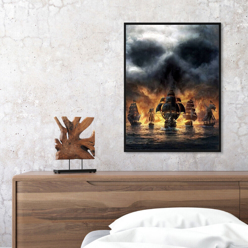Fire Ship Drawing Frameless DIY Oil Paint by Numbers Canvas Home Decoration
