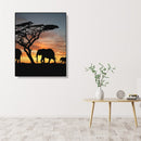 Painting By Numbers Kit DIY Sunset Elephant Canvas Oil Art Picture Craft