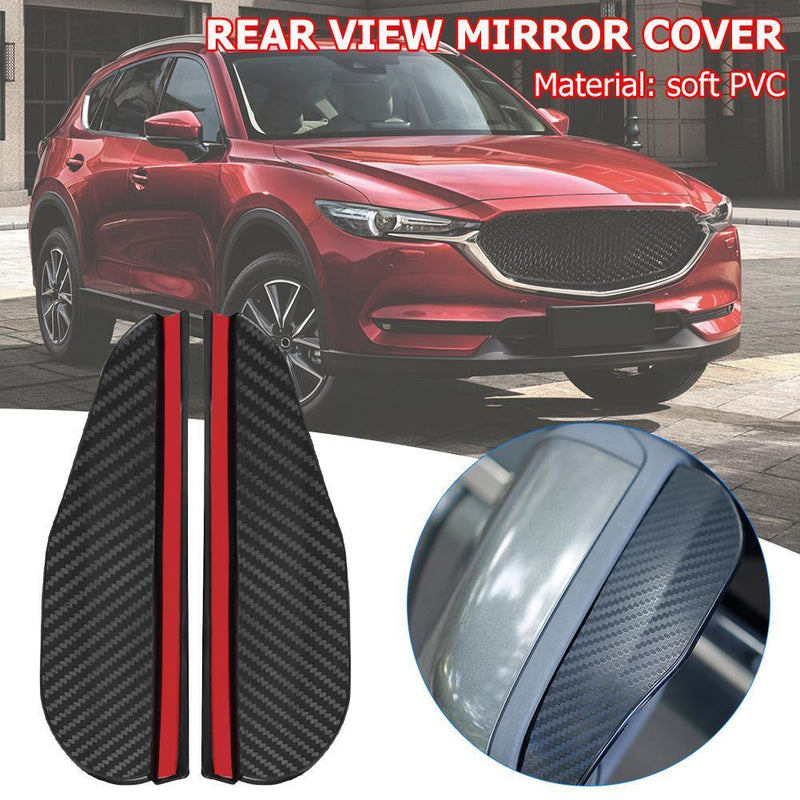 2x Car Auto Side Mirror Rain Visor Snow Guard Carbon Fiber Look Weather Shield