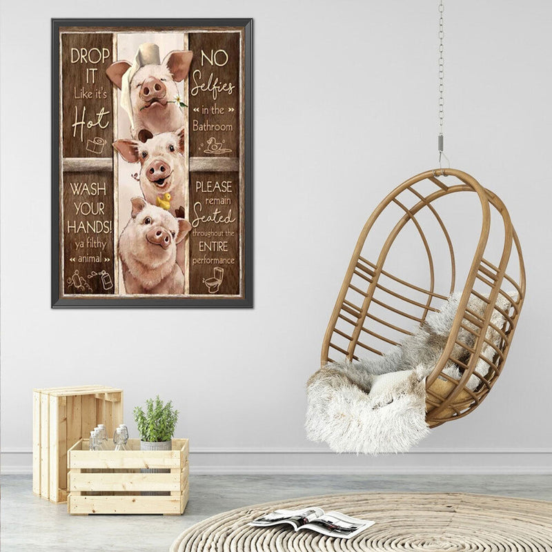 5D DIY Diamond Painting Kits Full Round Drill Three Pigs Mosaic Wall Pictur