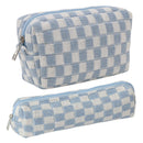 2pcs Makeup Case Knitting Pencil Case Hit Color Makeup Pouch for Weekend Holiday