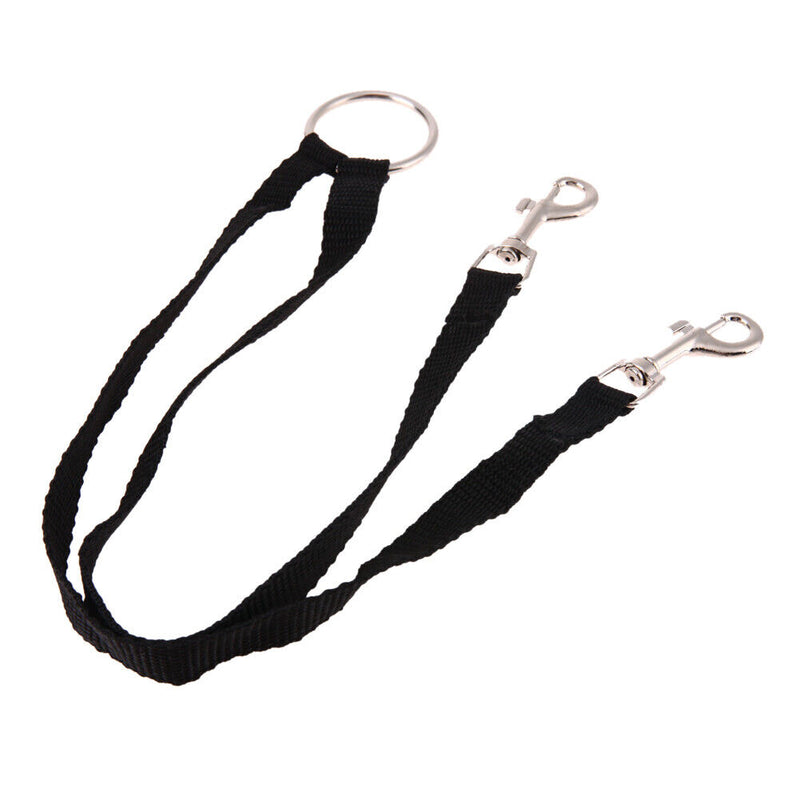 Nylon Double Dual Two Pets Dogs Leash 2 Way Coupler Walk Necklace(Black) Newly