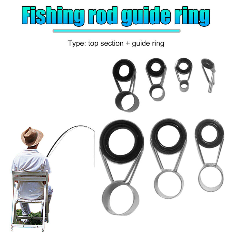 7pcs Fishing Rod Guide Top Ring Circle Pole Line Guides Eyes Fishing Access
