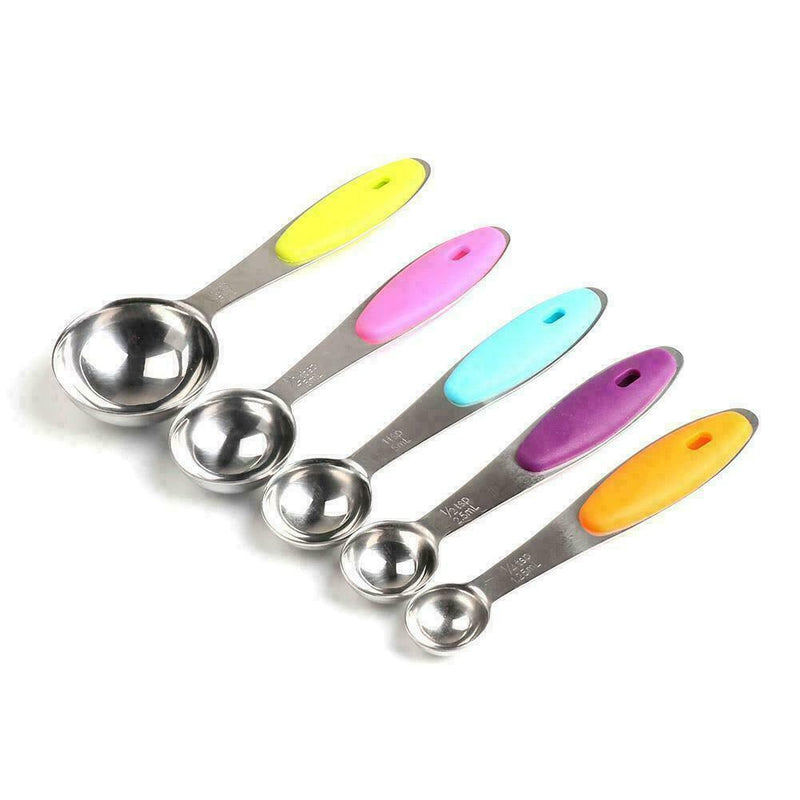 5 Pcs steel Measuring Cups & Spoons For Baking Cooking Kitchen L2O3 G2C3