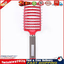 Plastic Nylon Anti-Static Hair Brush Curved Row Scalp Massager Comb (Red) Newly