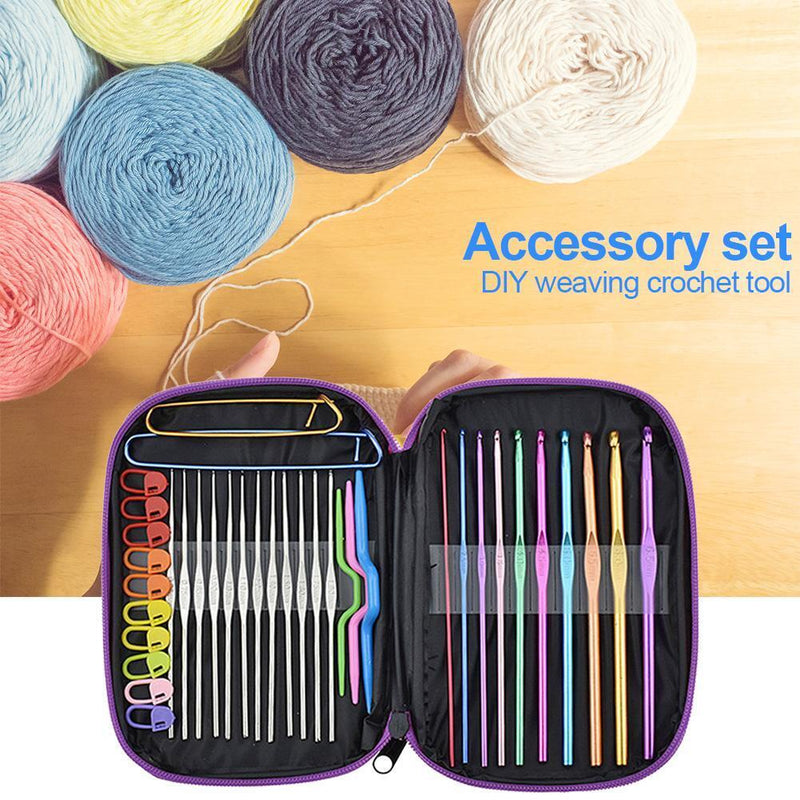 DIY Aluminum Crochet Hooks Sweater Knit Weave Sewing Needles Set (Purple) Newly